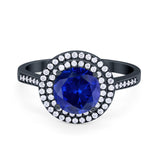 Halo Vintage Style Wedding Engagement Ring Round Cubic Zirconia 925 Sterling Silver