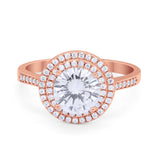 Halo Vintage Style Wedding Engagement Ring Round Cubic Zirconia 925 Sterling Silver