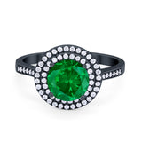 Halo Vintage Style Wedding Engagement Ring Round Cubic Zirconia 925 Sterling Silver