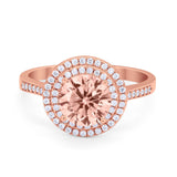 Halo Vintage Style Wedding Engagement Ring Round Cubic Zirconia 925 Sterling Silver