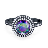 Halo Vintage Style Wedding Engagement Ring Round Cubic Zirconia 925 Sterling Silver