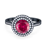 Halo Vintage Style Wedding Engagement Ring Round Cubic Zirconia 925 Sterling Silver