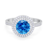 Halo Vintage Style Wedding Engagement Ring Round Cubic Zirconia 925 Sterling Silver