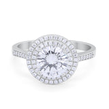 Halo Vintage Style Wedding Engagement Ring Round Cubic Zirconia 925 Sterling Silver