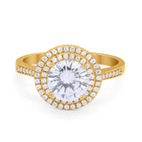 Halo Vintage Style Wedding Engagement Ring Round Cubic Zirconia 925 Sterling Silver