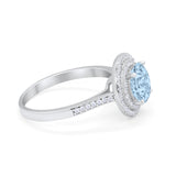 Halo Vintage Style Wedding Engagement Ring Round Cubic Zirconia 925 Sterling Silver