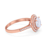 Halo Vintage Style Wedding Engagement Ring Round Cubic Zirconia 925 Sterling Silver