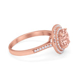 Halo Vintage Style Wedding Engagement Ring Round Cubic Zirconia 925 Sterling Silver