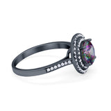 Halo Vintage Style Wedding Engagement Ring Round Cubic Zirconia 925 Sterling Silver