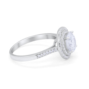 Halo Vintage Style Wedding Engagement Ring Round Cubic Zirconia 925 Sterling Silver