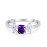 Art Deco Wedding Engagement Ring Marquise Round Cubic Zirconia 925 Sterling Silver