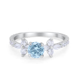 Art Deco Wedding Engagement Ring Marquise Round Cubic Zirconia 925 Sterling Silver
