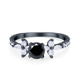 Art Deco Wedding Engagement Ring Marquise Round Cubic Zirconia 925 Sterling Silver