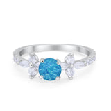 Art Deco Wedding Engagement Ring Marquise Round Cubic Zirconia 925 Sterling Silver