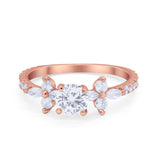 Art Deco Wedding Engagement Ring Marquise Round Cubic Zirconia 925 Sterling Silver