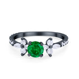 Art Deco Wedding Engagement Ring Marquise Round Cubic Zirconia 925 Sterling Silver