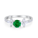 Art Deco Wedding Engagement Ring Marquise Round Cubic Zirconia 925 Sterling Silver