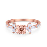 Art Deco Wedding Engagement Ring Marquise Round Cubic Zirconia 925 Sterling Silver