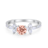 Art Deco Wedding Engagement Ring Marquise Round Cubic Zirconia 925 Sterling Silver