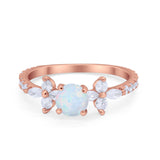 Art Deco Wedding Engagement Ring Marquise Round Cubic Zirconia 925 Sterling Silver
