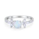 Art Deco Wedding Engagement Ring Marquise Round Cubic Zirconia 925 Sterling Silver