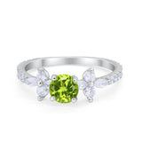 Art Deco Wedding Engagement Ring Marquise Round Cubic Zirconia 925 Sterling Silver