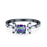 Art Deco Wedding Engagement Ring Marquise Round Cubic Zirconia 925 Sterling Silver