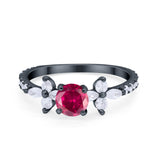 Art Deco Wedding Engagement Ring Marquise Round Cubic Zirconia 925 Sterling Silver