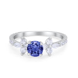 Art Deco Wedding Engagement Ring Marquise Round Cubic Zirconia 925 Sterling Silver