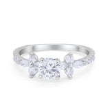 Art Deco Wedding Engagement Ring Marquise Round Cubic Zirconia 925 Sterling Silver