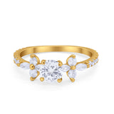 Art Deco Wedding Engagement Ring Marquise Round Cubic Zirconia 925 Sterling Silver