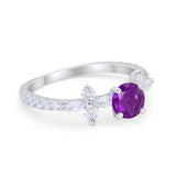 Art Deco Wedding Engagement Ring Marquise Round Cubic Zirconia 925 Sterling Silver