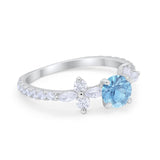 Art Deco Wedding Engagement Ring Marquise Round Cubic Zirconia 925 Sterling Silver