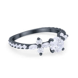 Art Deco Wedding Engagement Ring Marquise Round Cubic Zirconia 925 Sterling Silver