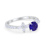 Art Deco Wedding Engagement Ring Marquise Round Cubic Zirconia 925 Sterling Silver