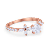 Art Deco Wedding Engagement Ring Marquise Round Cubic Zirconia 925 Sterling Silver