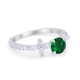 Art Deco Wedding Engagement Ring Marquise Round Cubic Zirconia 925 Sterling Silver