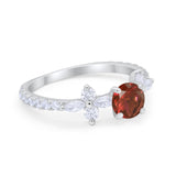 Art Deco Wedding Engagement Ring Marquise Round Cubic Zirconia 925 Sterling Silver