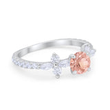 Art Deco Wedding Engagement Ring Marquise Round Cubic Zirconia 925 Sterling Silver
