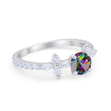 Art Deco Wedding Engagement Ring Marquise Round Cubic Zirconia 925 Sterling Silver