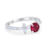 Art Deco Wedding Engagement Ring Marquise Round Cubic Zirconia 925 Sterling Silver