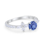 Art Deco Wedding Engagement Ring Marquise Round Cubic Zirconia 925 Sterling Silver