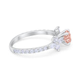 Art Deco Wedding Engagement Ring Marquise Round Cubic Zirconia 925 Sterling Silver