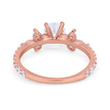 Art Deco Wedding Engagement Ring Marquise Round Cubic Zirconia 925 Sterling Silver