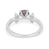 Art Deco Wedding Engagement Ring Marquise Round Cubic Zirconia 925 Sterling Silver