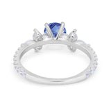 Art Deco Wedding Engagement Ring Marquise Round Cubic Zirconia 925 Sterling Silver