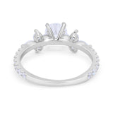 Art Deco Wedding Engagement Ring Marquise Round Cubic Zirconia 925 Sterling Silver