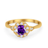 Halo Wedding Engagement Vintage Style Bridal Ring Round Cubic Zirconia 925 Sterling Silver