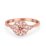 Halo Wedding Engagement Vintage Style Bridal Ring Round Cubic Zirconia 925 Sterling Silver