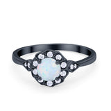 Halo Wedding Engagement Vintage Style Bridal Ring Round Cubic Zirconia 925 Sterling Silver